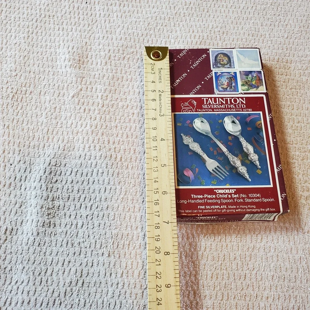 Taunton‎ Silversmiths Chuckles 3-Piece Child Set Silver Plated Vtg In Box